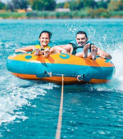 Couple can be seen enjoying Xtreme Jet Ski Donut Ride