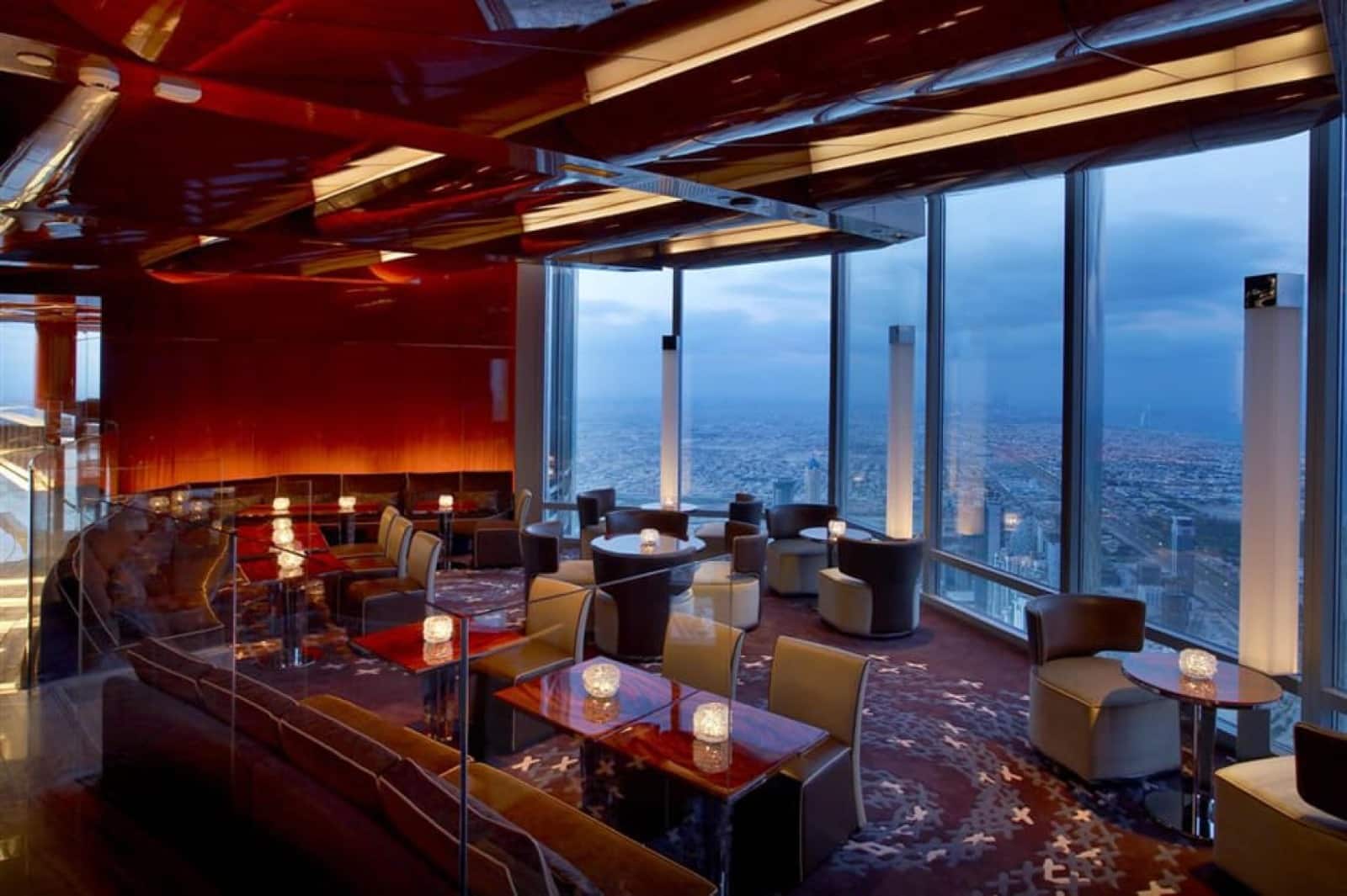 Shot of a beautiful dine in ambience at Atmosphere Burj Khalifa